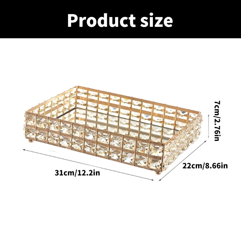 Fashionable Gold Tone Cosmetic Storage Holder with Metal and Plastic Crystals Base for Beauty Products Organization dropshipping