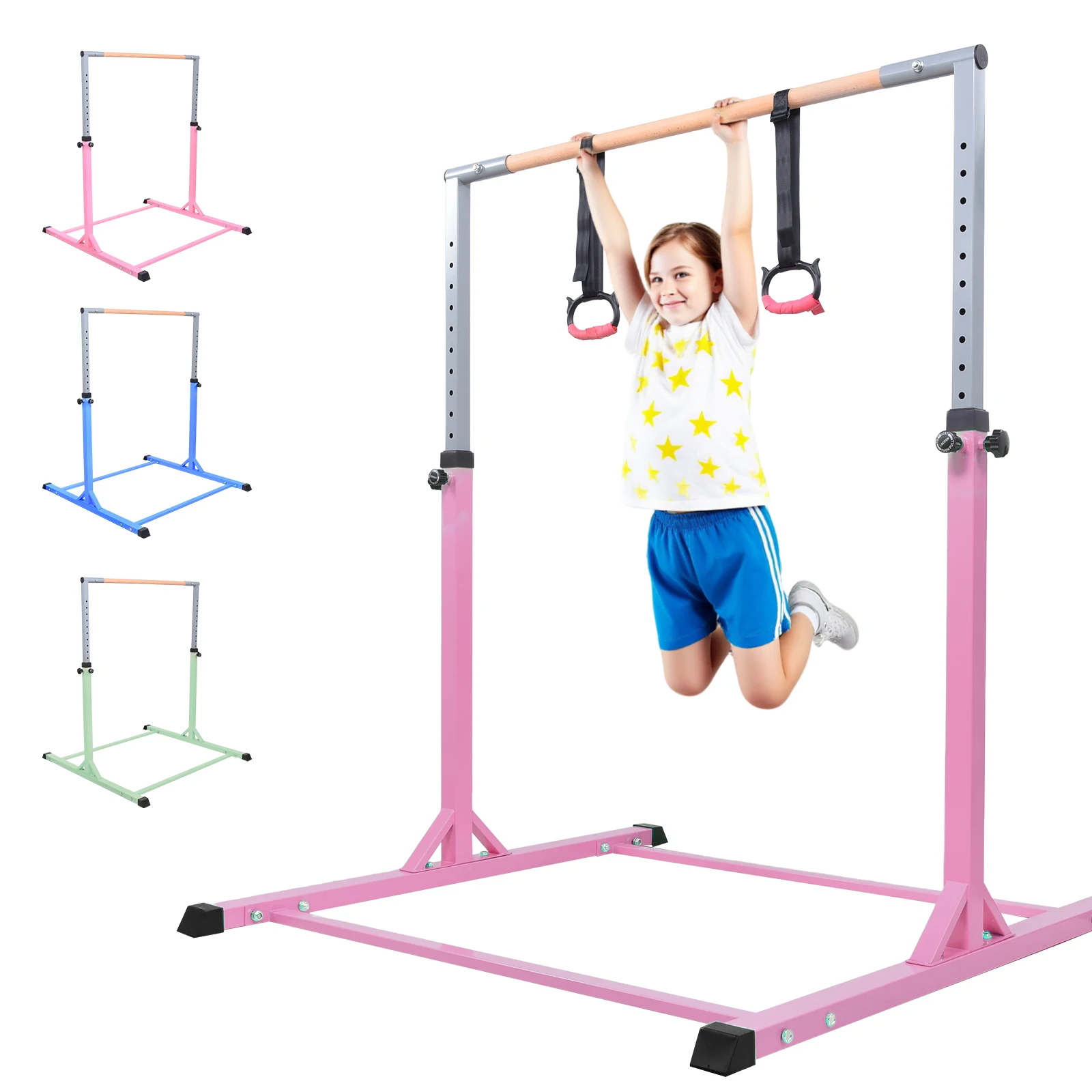 Image of Kinder-Turnstangen für Zuhause, Horizontale Trainingsstangen mit Verstellbarer Höhe, Einfach zu Montierende Turnausrüstung für Kinder und Mädchen