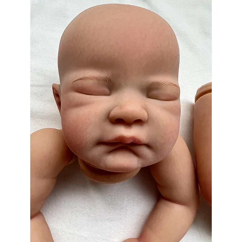 21 Inch Already Painted Reborn Doll Parts August, Cute Sleeping Baby, 3D Painting with Visible Veins, Cloth Body Included