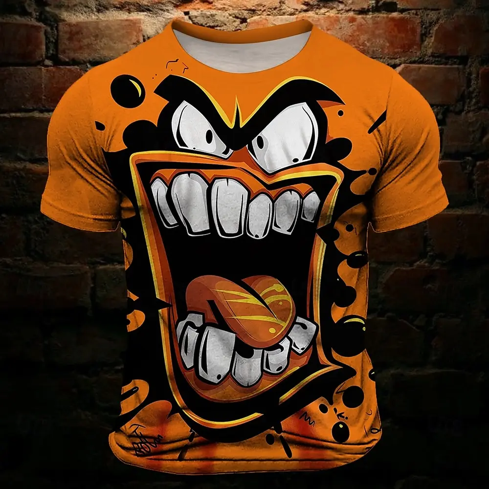 Fun Comical Smile Face 3D-Druck Sport Schnelltrocknendes, atmungsaktives Herren-T-Shirt Street Casual Fashion Party Eltern-Kind-Kurzarm-Top