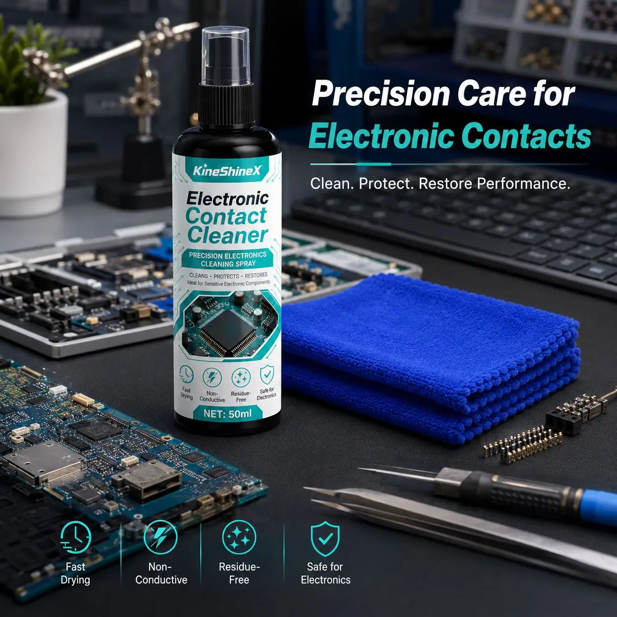 New Electronic Contact Cleaner Spray–100ml Fast Drying No Residue Formula for Circuit Board PC Laptop Precision Cleaning