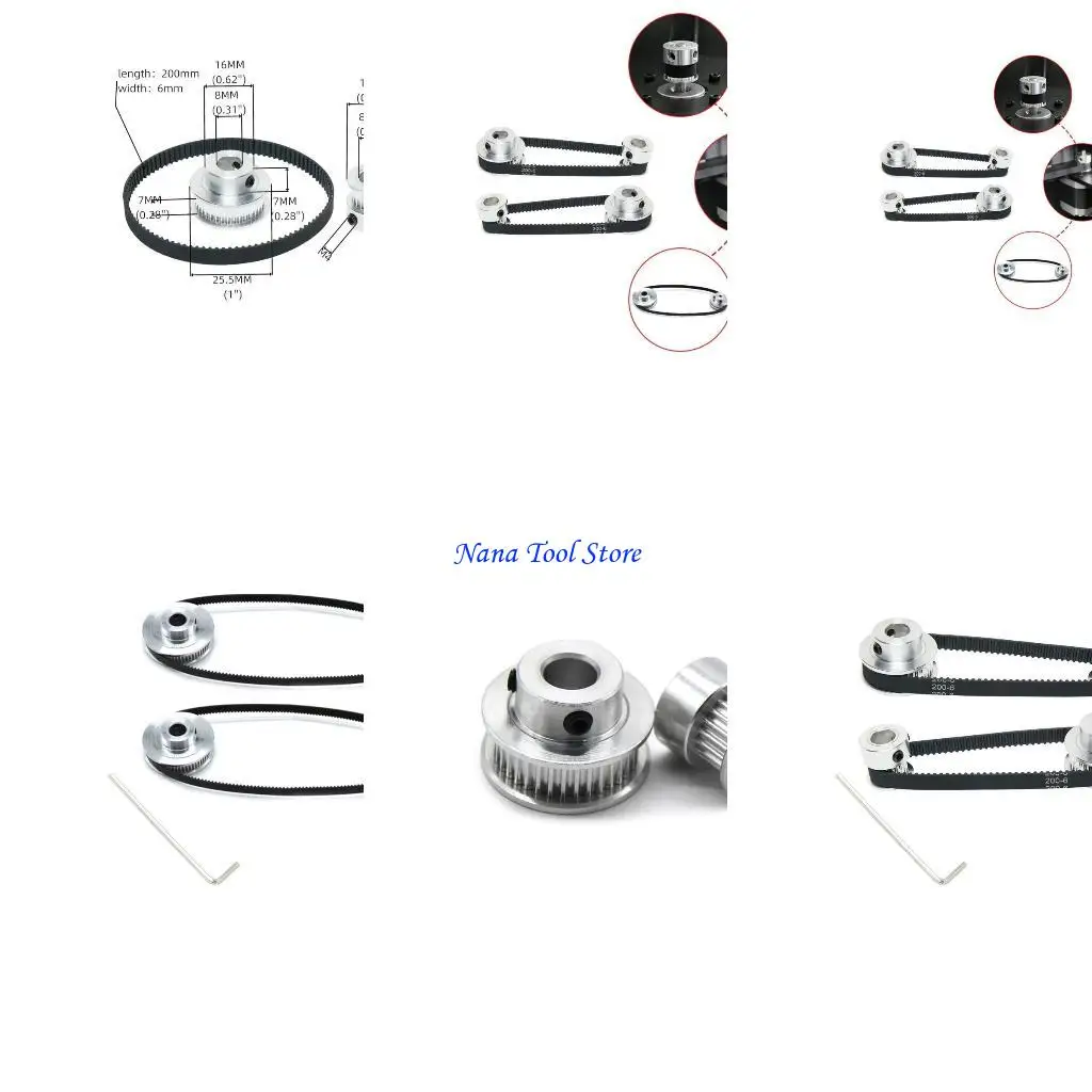 31GJ 2PCS Set 2GT Aluminum Timing Pulley 20&36 Teeth 6.35mm Bore Synchronous Wheel