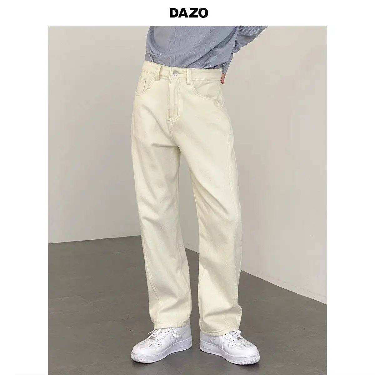 Handsome Jeans Men's Straight Beige Casual Pants Loose and Versatile Korean Retro Trendy Brand Trendy Pants