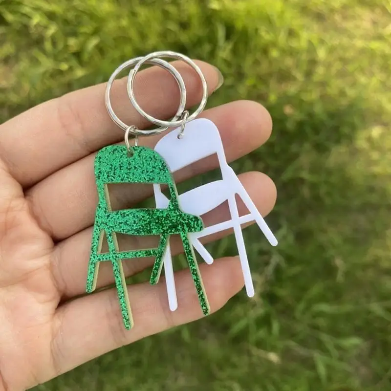 P9FE Acryl Mini Rückenlehne Stuhl Charm Schlüsselanhänger Klappstuhl Schlüsselanhänger Rucksack Charm – Detail 9