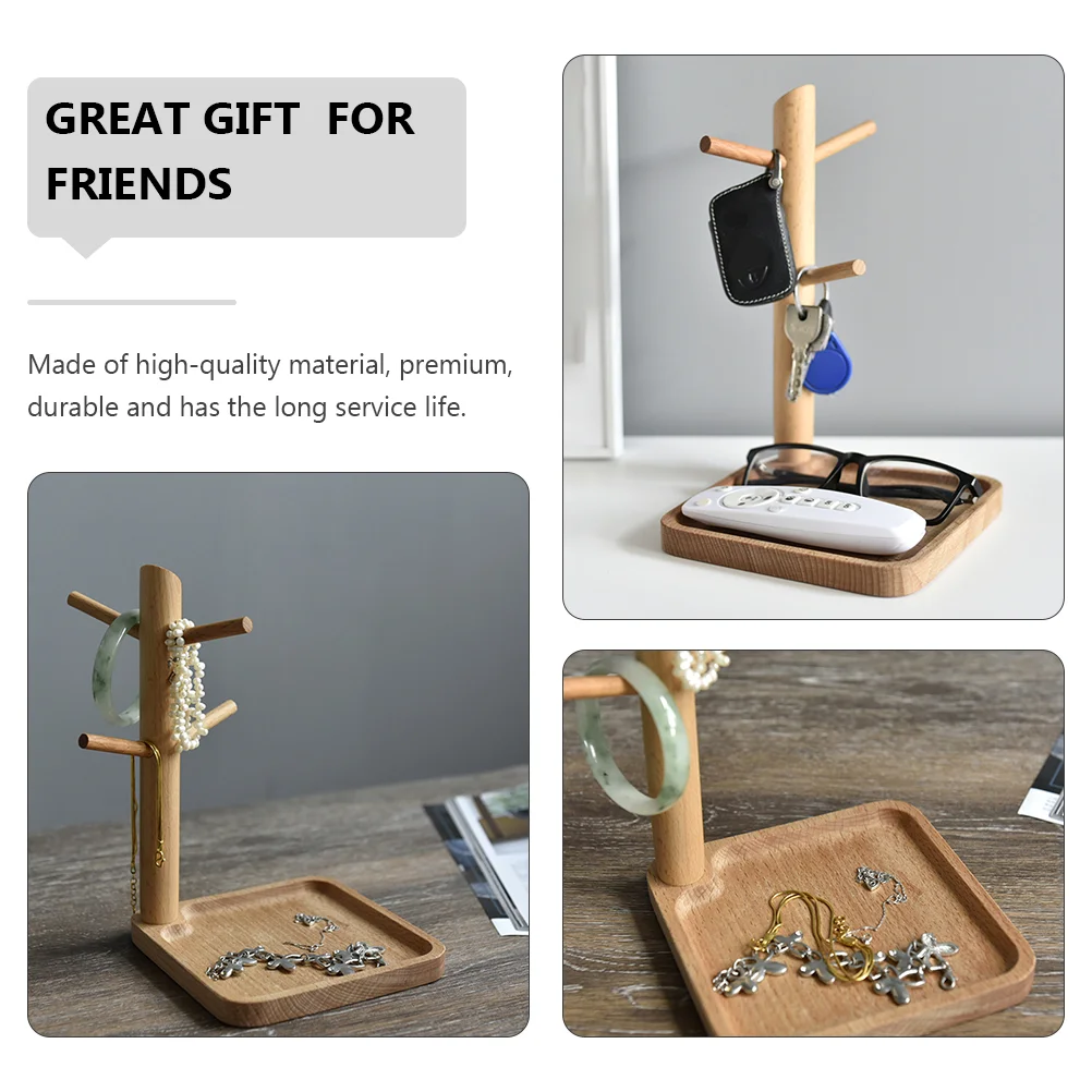 Wooden Key Holder Rack Tabletop Key Holder Stand Jewelry Holder Tray for Entrance Home Jewelry Key Stand