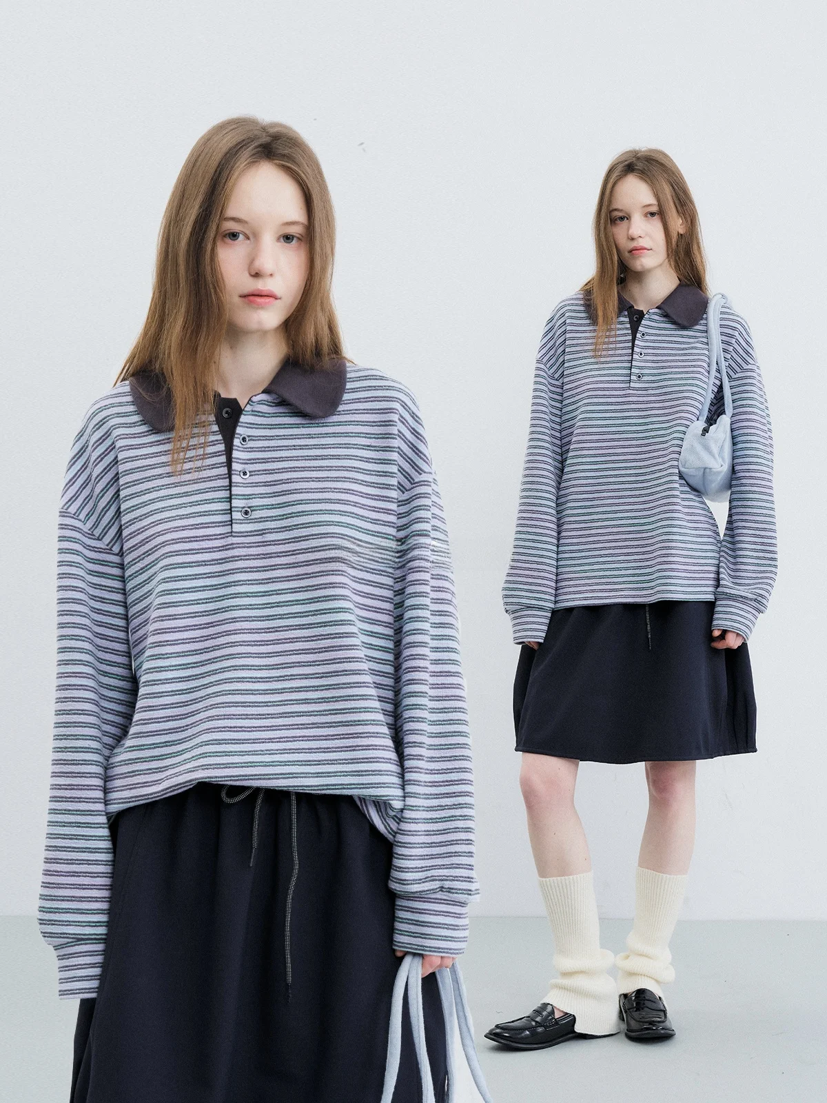 

Модный женский свободный топ Kokoasoko в полоску для ношения под одеждой, весна-осень, новая коллекция, стильный многослойный дизайн