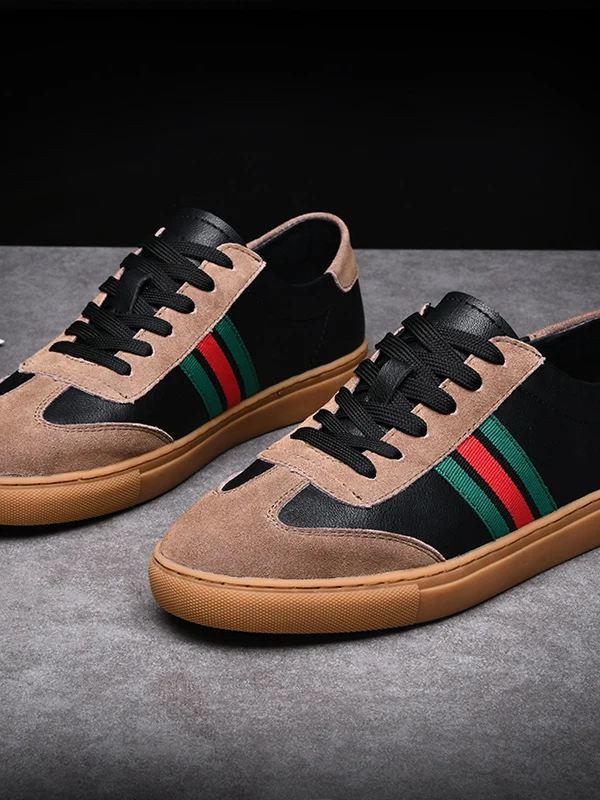 

Модный повседневный спортивный мужской oes большого размера De Xin на резиновой подошве, кожаный верх на плоском каблуке, удобная одежда для повседневного использования