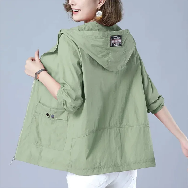 Women Sun Protection Clothing 2023 New Summer Jacket Anti-Ultraviolet Coat Female Hooded Jacket Zipper Loose Outerwear Female