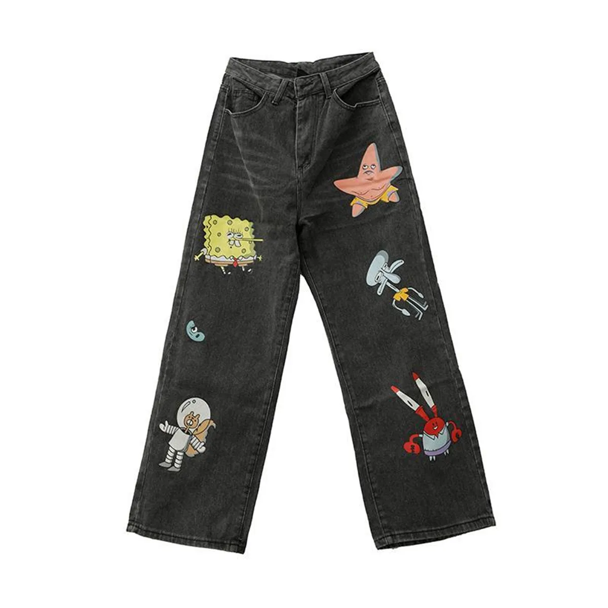 Cute Cartoon Jeans Harajuku High Street Baggy Pants Streetwear Girl Fashion Straight Autumn Kawaii Couple Anime Sweatpants Femme