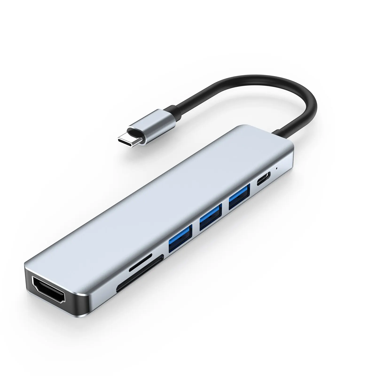 7 in 1 타입 C USB 허브, 7 in 1 타입 C, 4k, 30hz, USB 분배기, 모든 타입 C 채널 컴퓨터 지원, HDMI 호환 가능