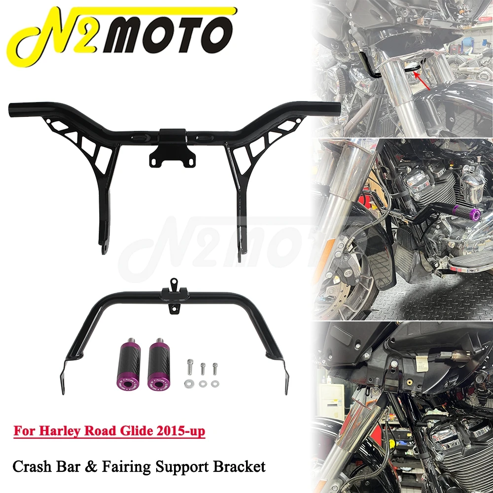 

Highway Engine Crash Guard Bar Front Fairing Brace Bracket Cowl Support For Harley Road Glide Limited CVO FLTRXST FLTRXS FLTRUSE