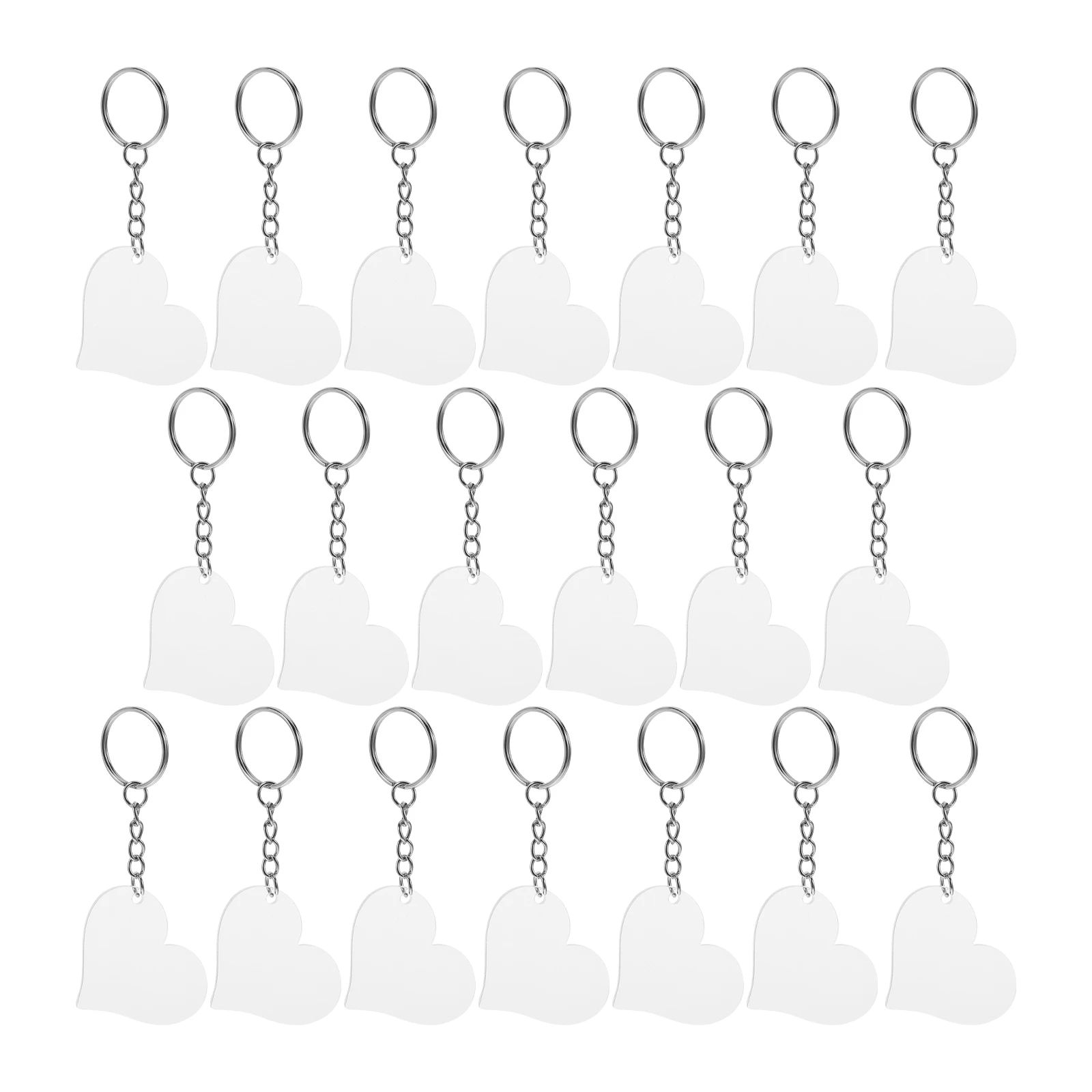 

30 Pcs Heart Key Ring Acrylic Tags with Holes Keychain Blanks Ornament Pendant for Crafts Manual