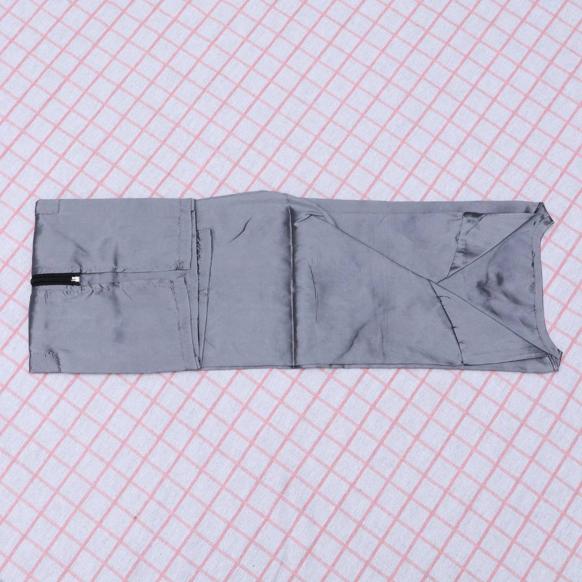 Work Waiter Worker Pockets Long Sleeve Round Neck Hairdresser Apron Hairstylist Apron Pockets Zipper Grey L