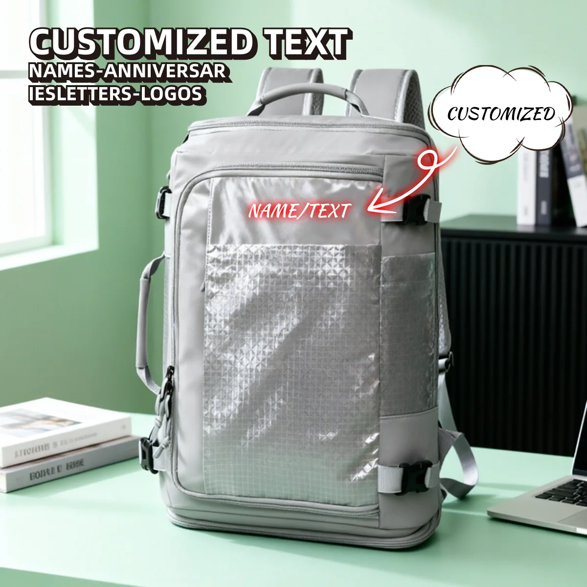 

Customized Logo Black Business Backpack with Large Capacity for Commuting to Work, Meeting Clients, Traveling on Business, Carrying a Laptop, Waterproof Backpack, Personalized DIY