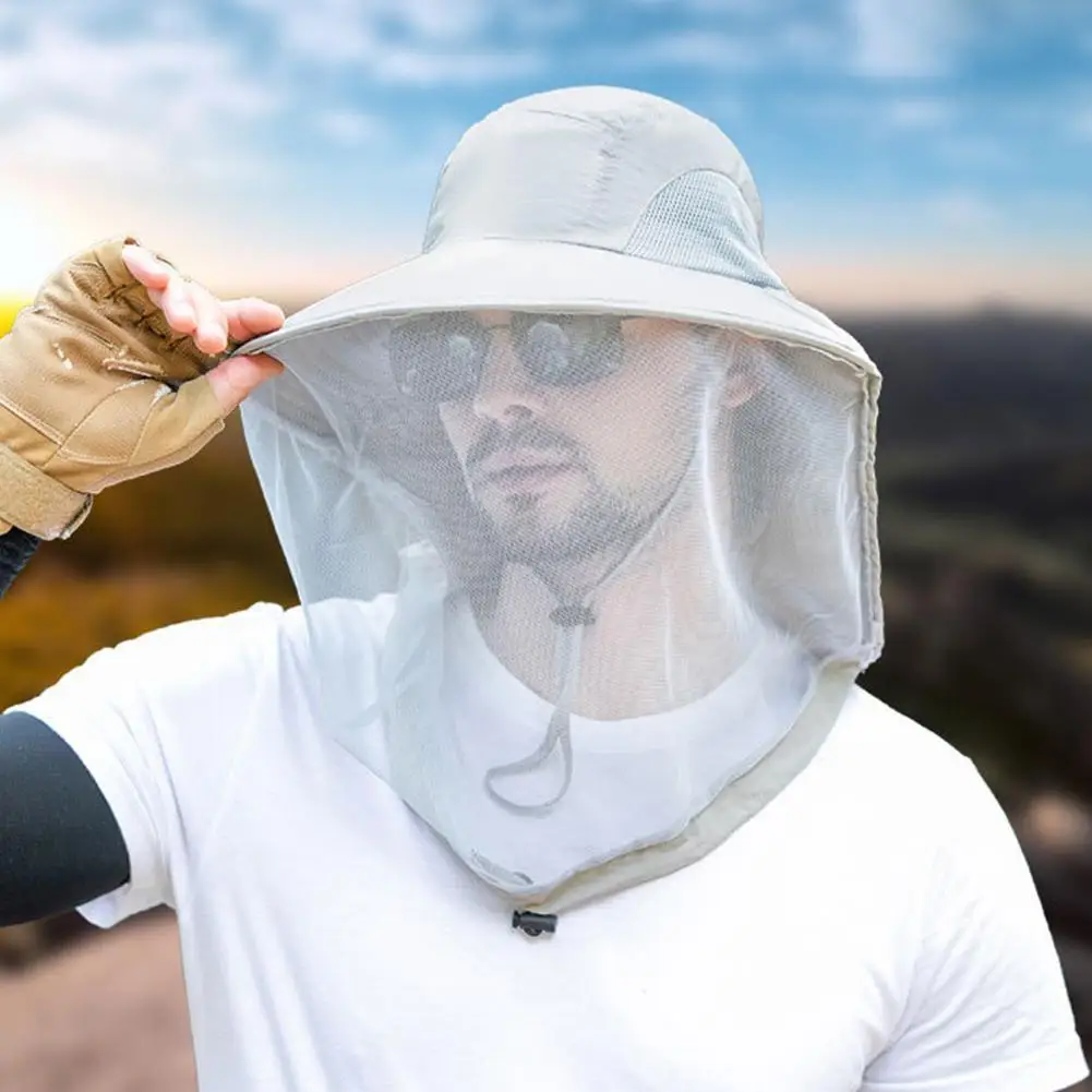 Unisex Anti Mosquito Insect Bucket Hat Summer Outdoor Jungle Farm Fishing Sun Hat Men Breathable Mesh Full Face Protection Net