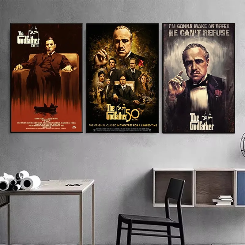 Vintage Classic Hot Gangster Movie The Godfather Al Pacino Poster Canvas Painting Wall Art Pictures Living Room Home Decoration