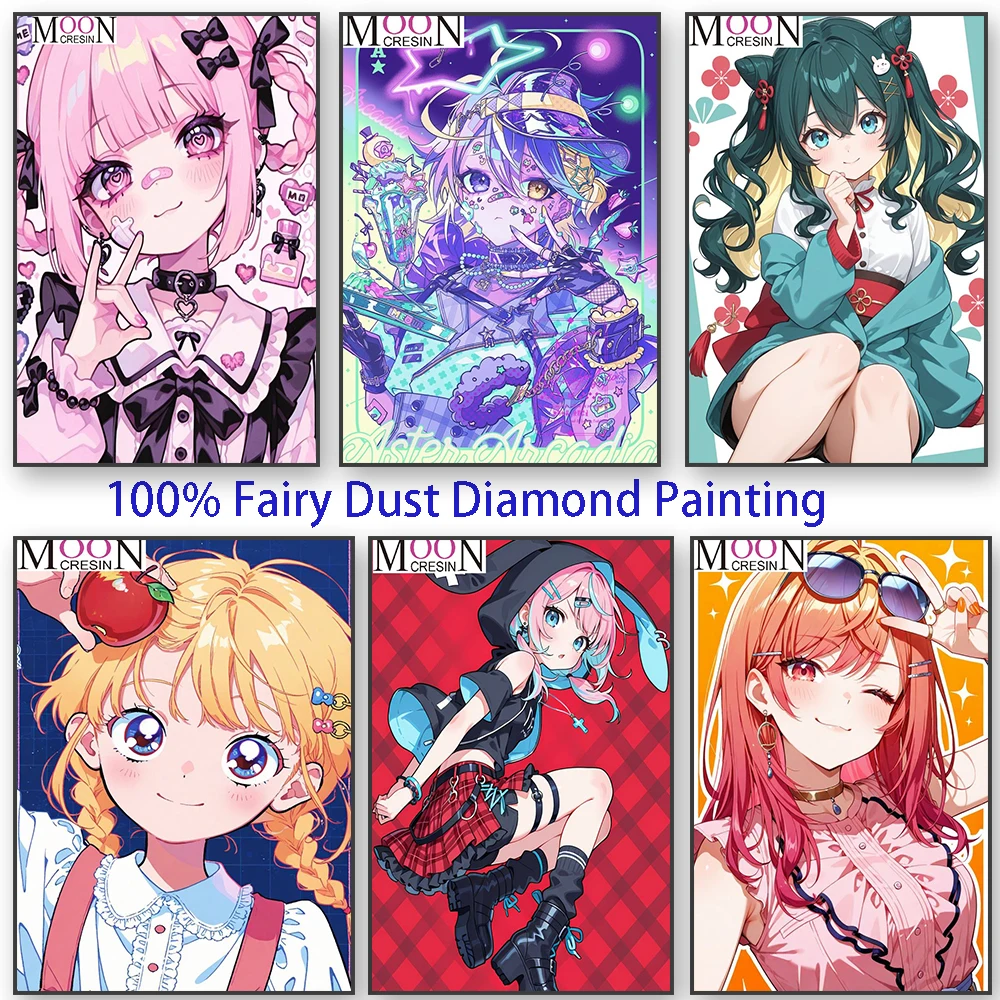 

Cool style Cartoon Gilr 100% Fairy Dust Square Diy Diamond Painting Cross Stitch Embroidery Mosaic Home Decor Picture Crystal AB
