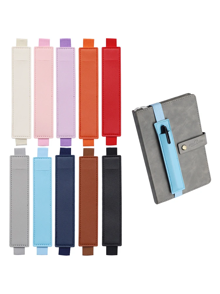 1 st PU-leer elastische notebookbandhouders verstelbare penhoes potloodzakje houder riem voor notebookbinder - afbeelding 2