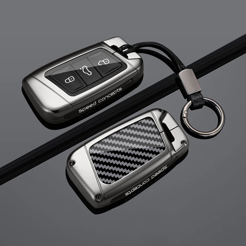 

Alloy Carbon Fiber Car Key Case Cover For VW Volkseagen Passat B8 Magotan For Skoda Superb A7 Kodiaq Seat Keychain Accessories