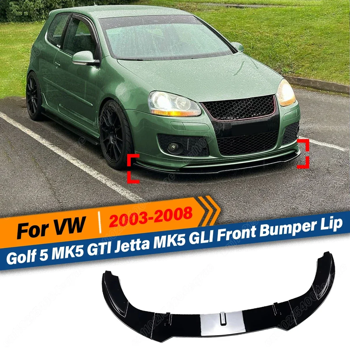 

For VW Golf 5 Golf MK5 GTI Jetta MK5 GLI 2003 2004 2005 2006 2007 2008 Front Bumper Spoiler Lip Diffuser Guard Protector BodyKit