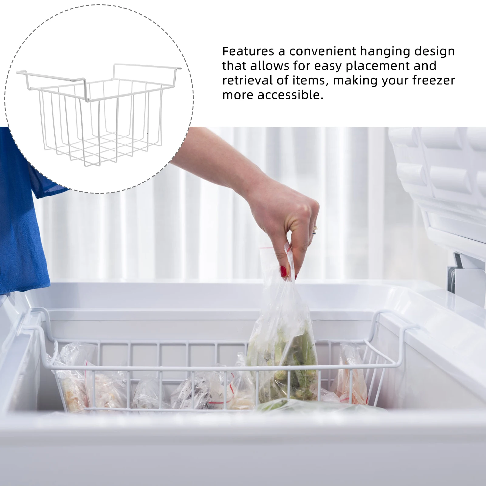 

Refrigerated Storage Basket Freezer Organizer Universal Ice cream container Chest Fruit Vegetable Baskets Iron Wire Kitchen Rack