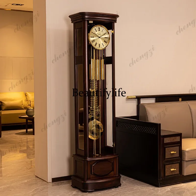 Mahogany floor clock living room light luxury new Chinese European style modern simple vertical clock pendulum clock