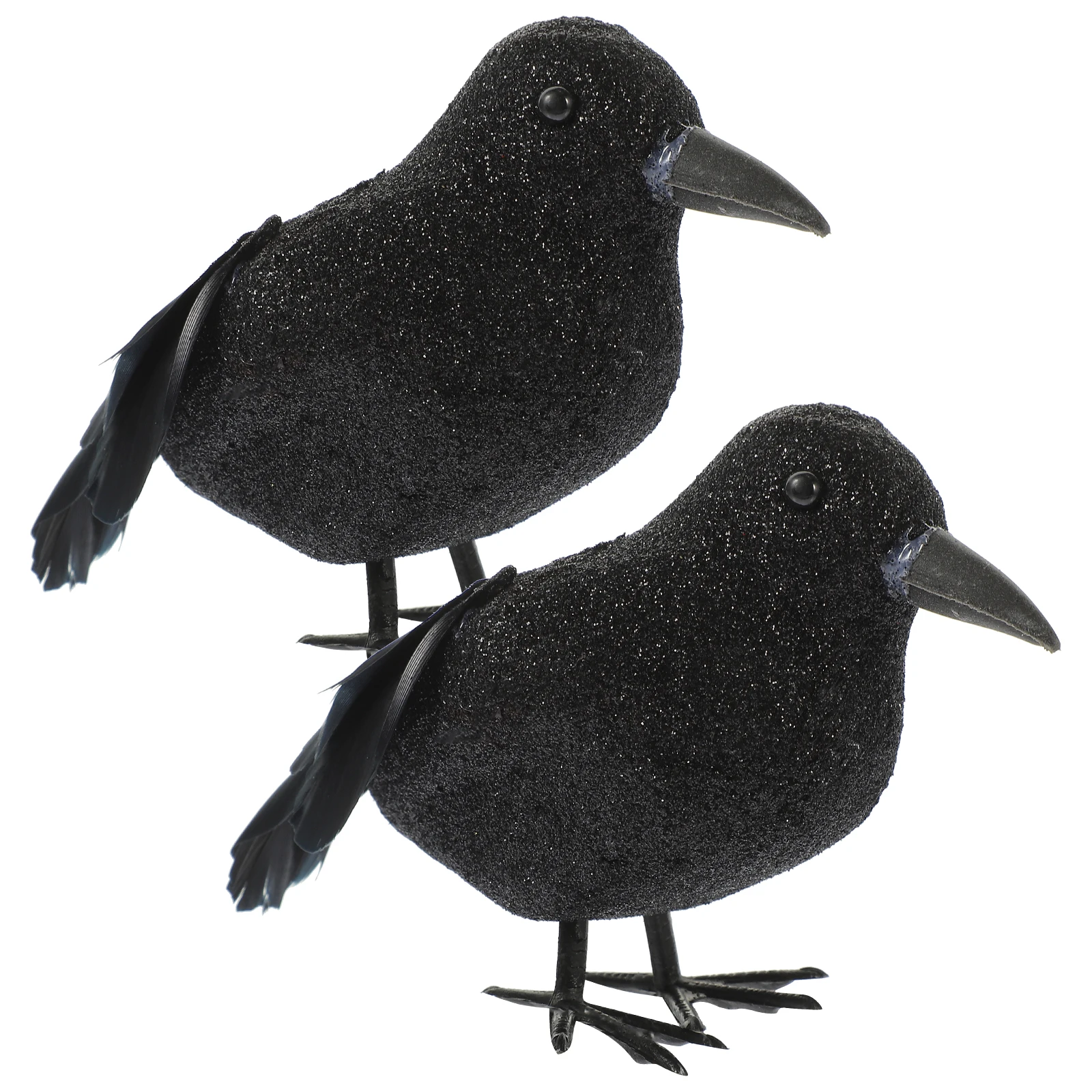 

2 Pcs Simulation Crow Props Decor Halloween Party Decoration Haunted House Ornament Fake Crow Plume Realistic