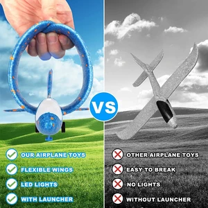 Mainan Peluncur Pesawat Anak-anak 12.2" LED Foam Glider Catapult Gun Mainan Pesawat untuk Anak Laki-laki Mainan Terbang Luar Ruangan Hadiah Ulang Tahun untuk Anak Laki-laki 8 peluncur pesawat penjualan terbaik - №