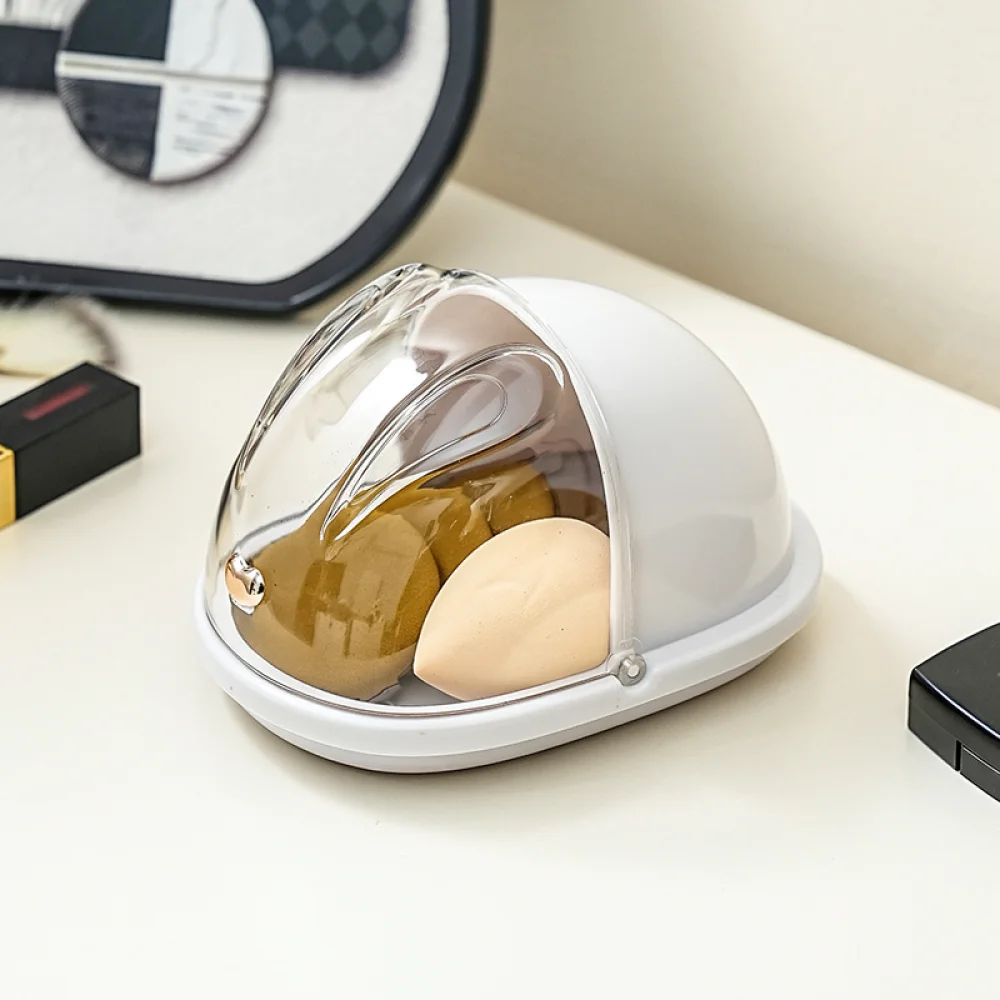 Modern Makeup Sponge Holder Dustproof Case Cosmetic Organizer For Powder Puff Lipstick Desktop Storage Box Container