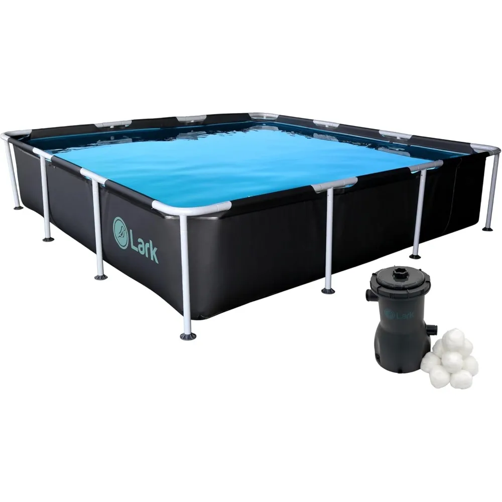 

9' x 24" Square Metal Frame above Ground Pool with 530 Gallon Filtration Pump