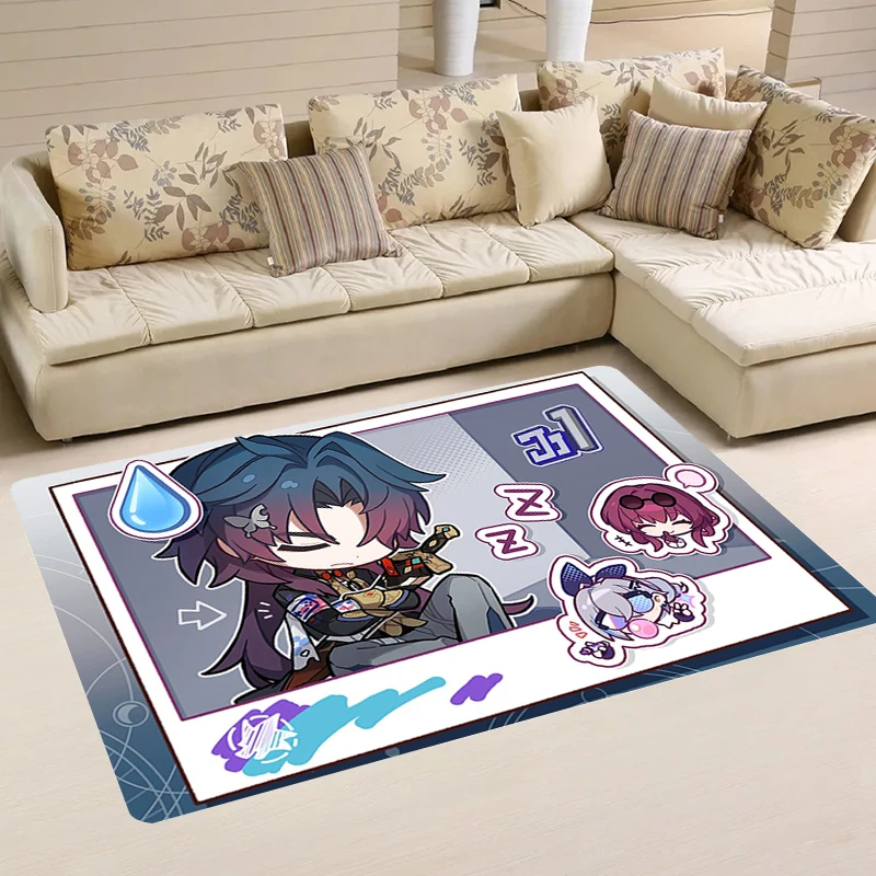 Honkai Star Rail Home Foot Mat Sparkle Carpets Firefly Floor Mat Robin Anime Game Doormat Entrance Door Rugs Balcony Room Rugs