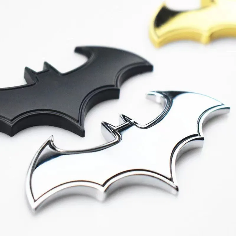 3D Metal Bat Shape Car Emblem Waterproof Alloy Self Adhesive Auto Decor Sticker For Trunk Motorcycle Helmet Multi Sizes Colors