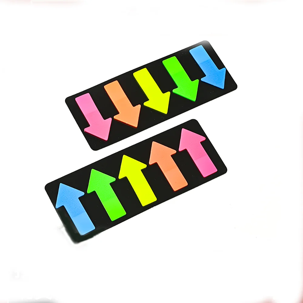 화살표 네온 인덱스 탭 셀프 접착 메모지 페이지 표시용 방수 작성 가능 메모 스티커 학교 노트북용