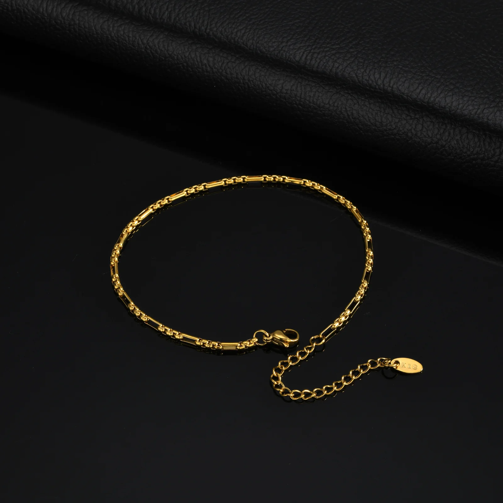 Vnox Edelstahl Fußkettchen in Goldfarbe für Männer, Verstellbare Gliederkette, Wasserdichter Strand-Fußschmuck, Urlaubsgeschenk – Detail 17