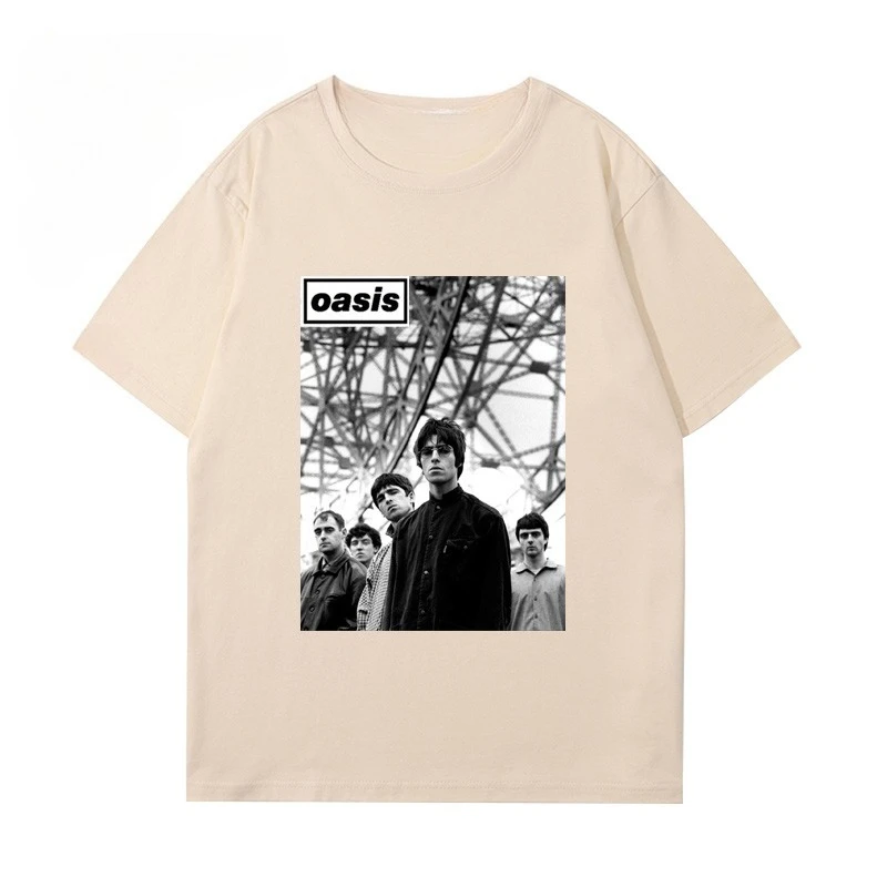 

Oasis Band Album T-Shirt Men's and Women's Summer American Vintage British Rock Graffiti Short Sleeve Clothes Casual Top Popular