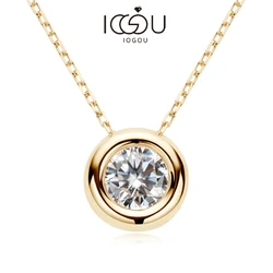 IOGOU Real D VVS1 Moissanite Neclaces 6.5mm Round Pendant for Women 100% Silver 925 Yellow Gold Color Fine Jewelry Wholesale