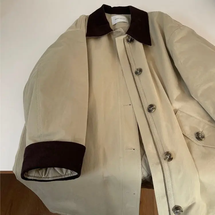 2025, neuer Damen-Mantel mit lockerer Passform, kariert, lässig, klassischer Stil, Oberbekleidung, modisches Umlegekragen-Design E12451