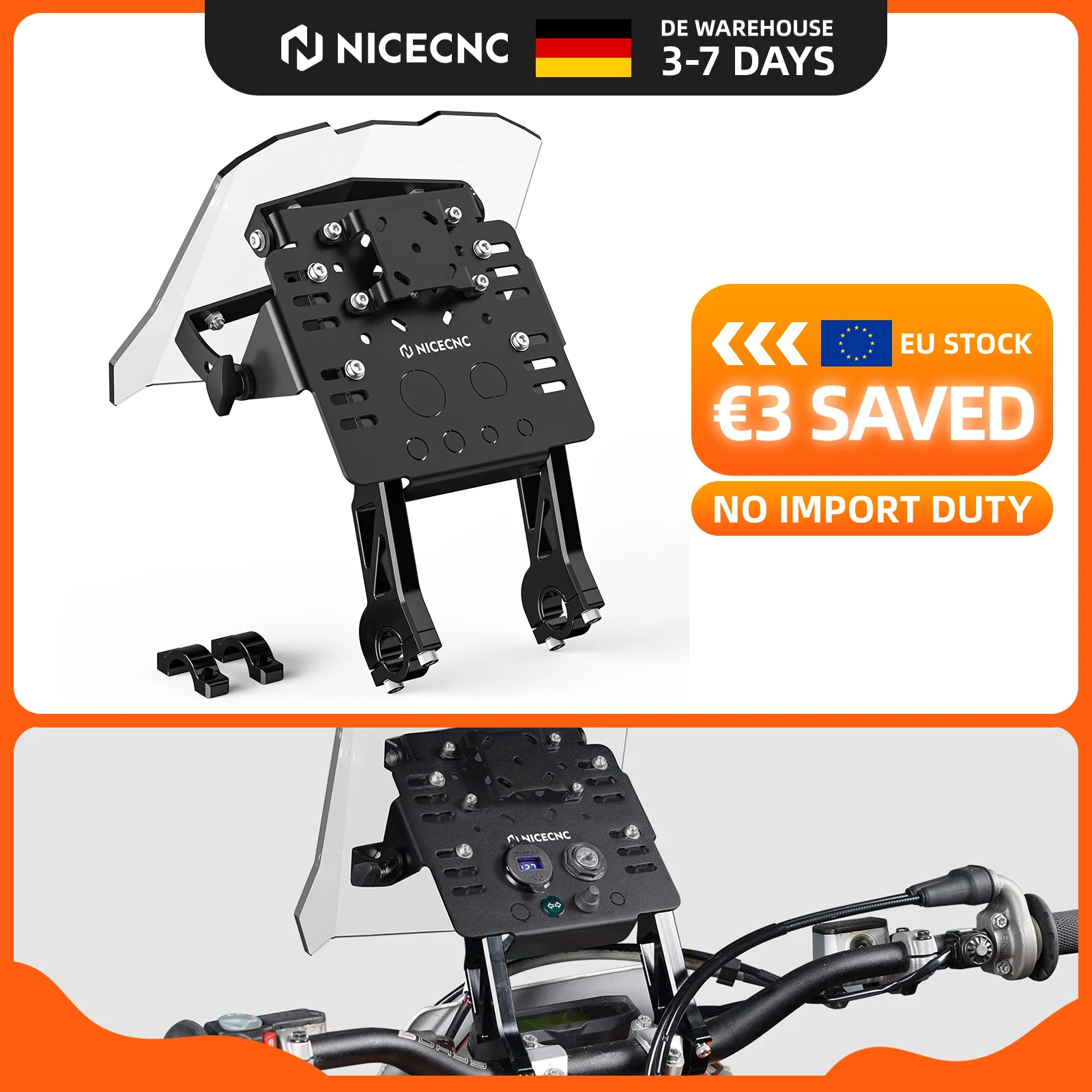 (Disponibile in magazzino nell'UE) Supporto universale NICECNC per Honda CRF300L Rally, CRF 250, 450 R, X, RX, kit di montaggio GPS, kit di carenatura mini per Yamaha WR250F, WR450F, YZ250F, YZ450F.