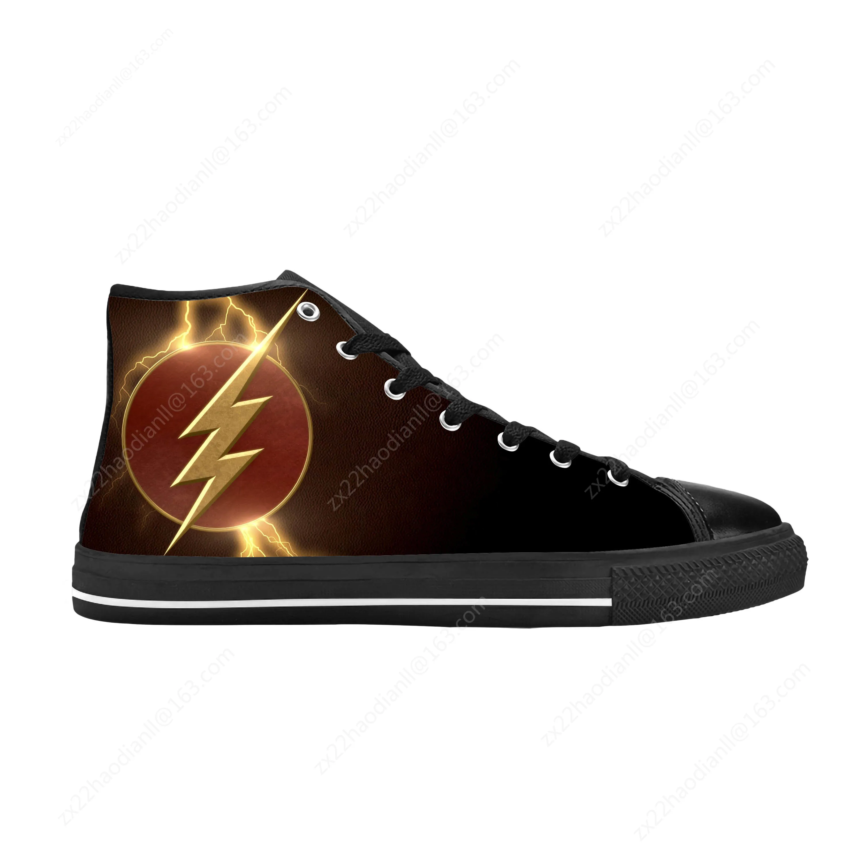 Hot Flash Logo Symbol Superhero Thunder Lightning Casual Cloth Shoes High Top Comfortable Breathable 3D Print Men Women Sneakers