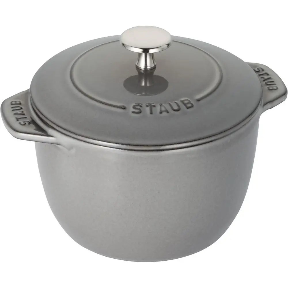 Olla para Arroz La Cocotte de GOHAN 40509-703, Color Gris M, 6.3 pulgadas (16 cm), 2 Piezas, Pintada, de Hierro Fundido, Apta para Inducción
