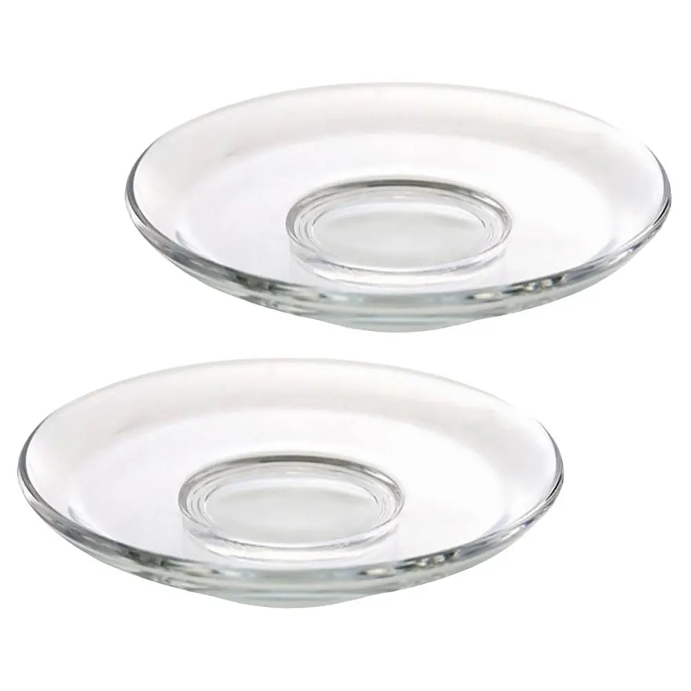 2 قطعة طبق زجاجي شفاف مستدير كأس إبداعي حصيرة للمنزل فندق غرفة الشاي استخدام قاعدة أكواب مزخرفة صلصة زجاجية صغيرة متعددة