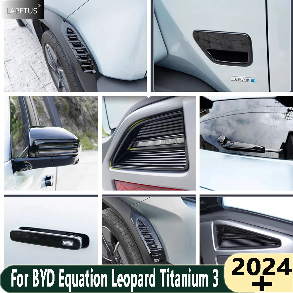 

Black Front Rear Bumper Fog Lights Lamp / Door Handle / Rearview Mirror Cover Trim For BYD Equation Leopard Titanium 3 2024 2025