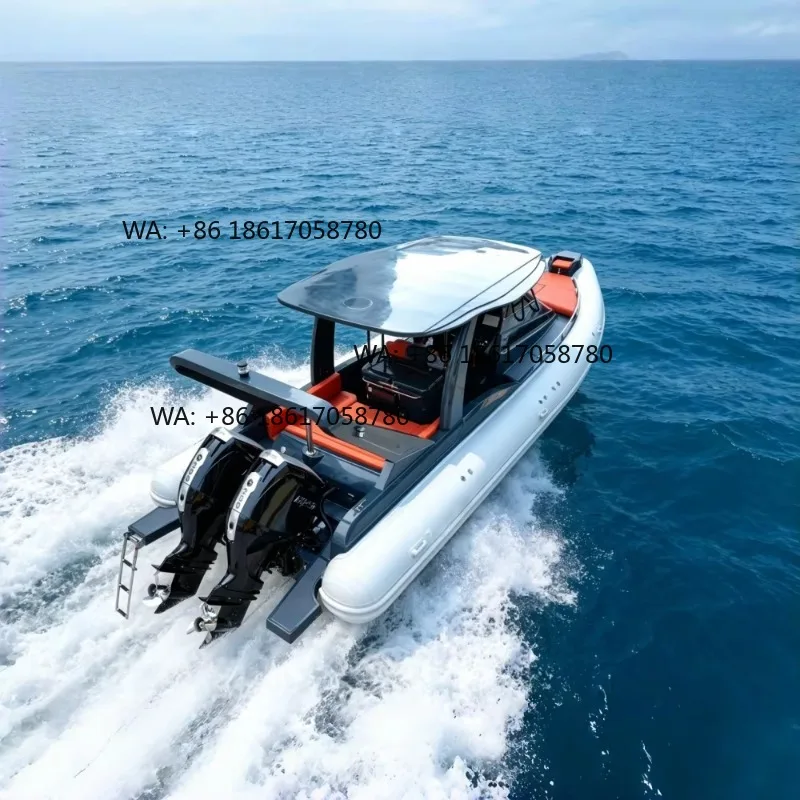 High Speed 960 Fiberglass Cabin RIB Boat Commercial Patrol Rigid Inflatable Boat For Sea Tourism
