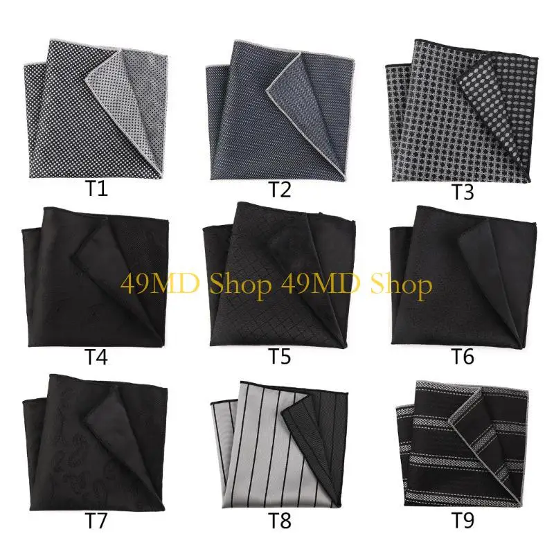 49MD 25.5x25.5cm Dark Pattern Handkerchief for Groom Wedding Business Handkerchief