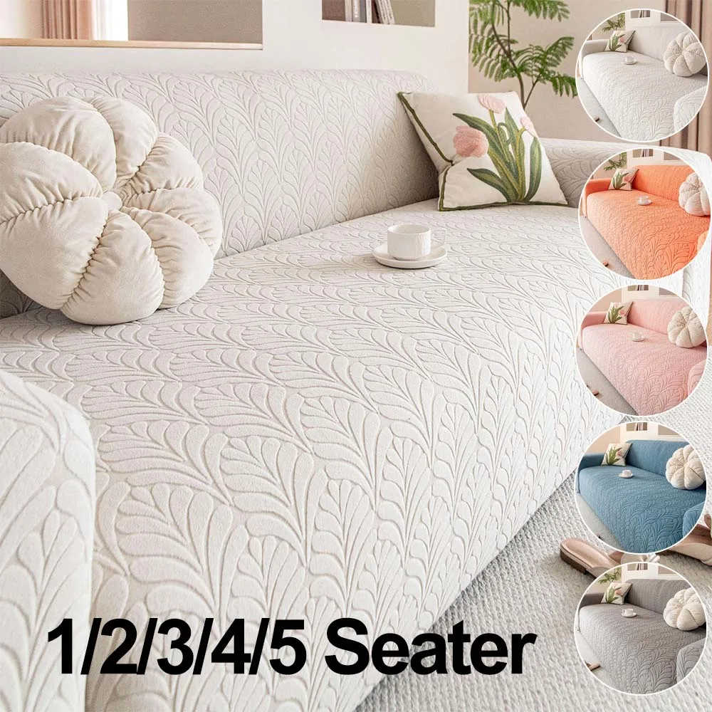 

Scratch-resistant 1/2/3/4/5 Seater Jacquard Leaves Elastic Sofa Cover for Living Room Slipcover Stretch Armchair Protector 쇼파 커버