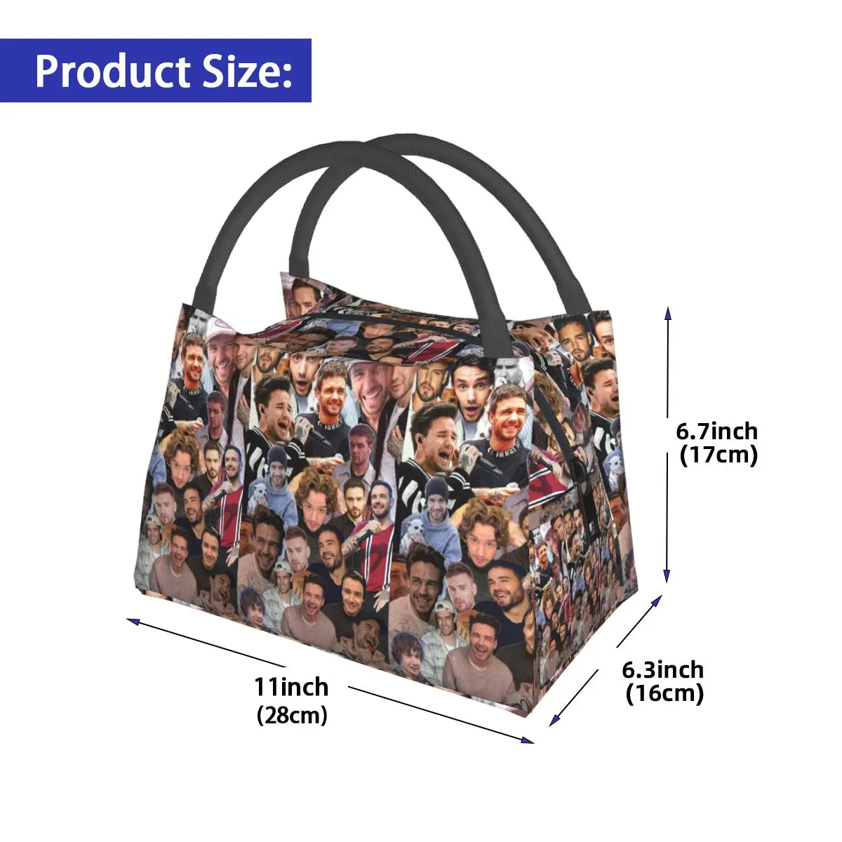 Liam Payne Photo Collage Insulated Lunch Bag for School Picnic Storage Food Boxes Container Cooler Thermal Lunch Box Tote