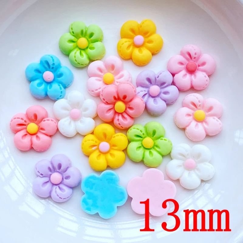 30Pcs New Cute Mini Floret Resin Figurine Crafts Flatback Cabochon Ornament Jewelry Making Hairwear Accessories