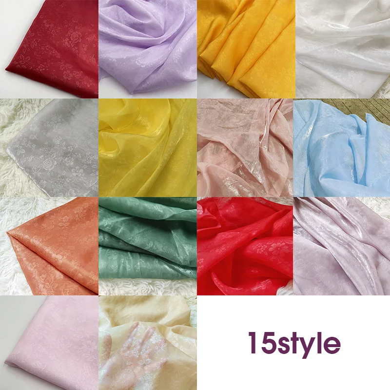 Soft Breathable Satin fabric with subtle texture Floral Star Pattern for Cheongsam Hanfu Dress Shirt DIY Sewing Summer Costume