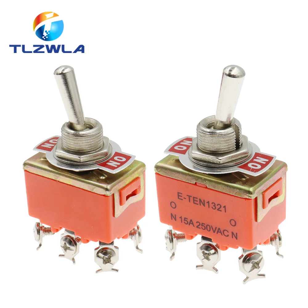 1PCS E-TEN1321 Toggle Switch 6Pin ON-ON Power Switch 15A 250V Rocker Head Switch 12MM