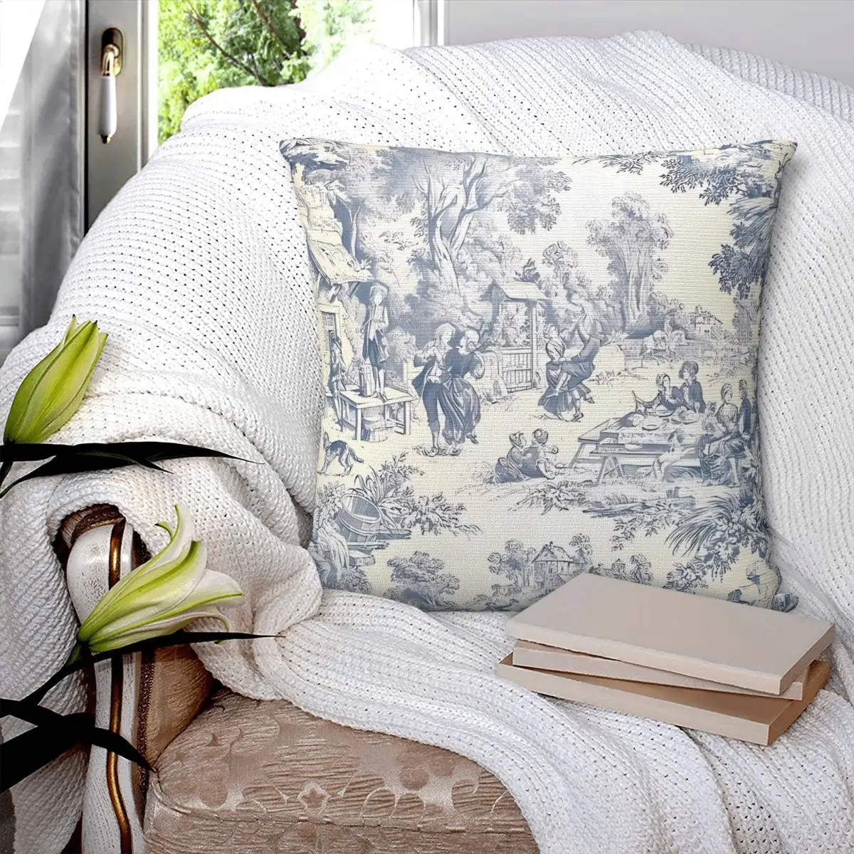 Toile De Jouy Number 2 Pillowcase Cushion Luxury Bedroom Cushion Cover Decorative Pillowcases Customizable